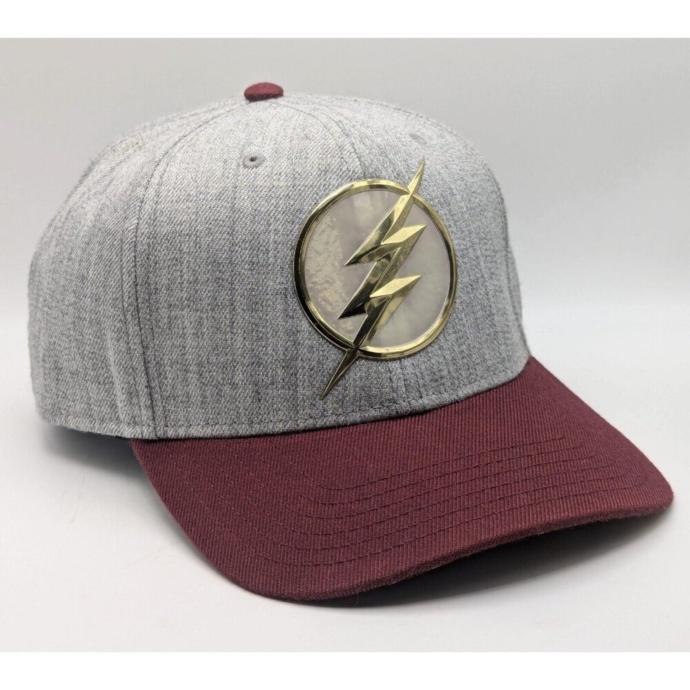 The Flash DC Comics Gray Snapback Hat Red Bill Gold Logo Superhero